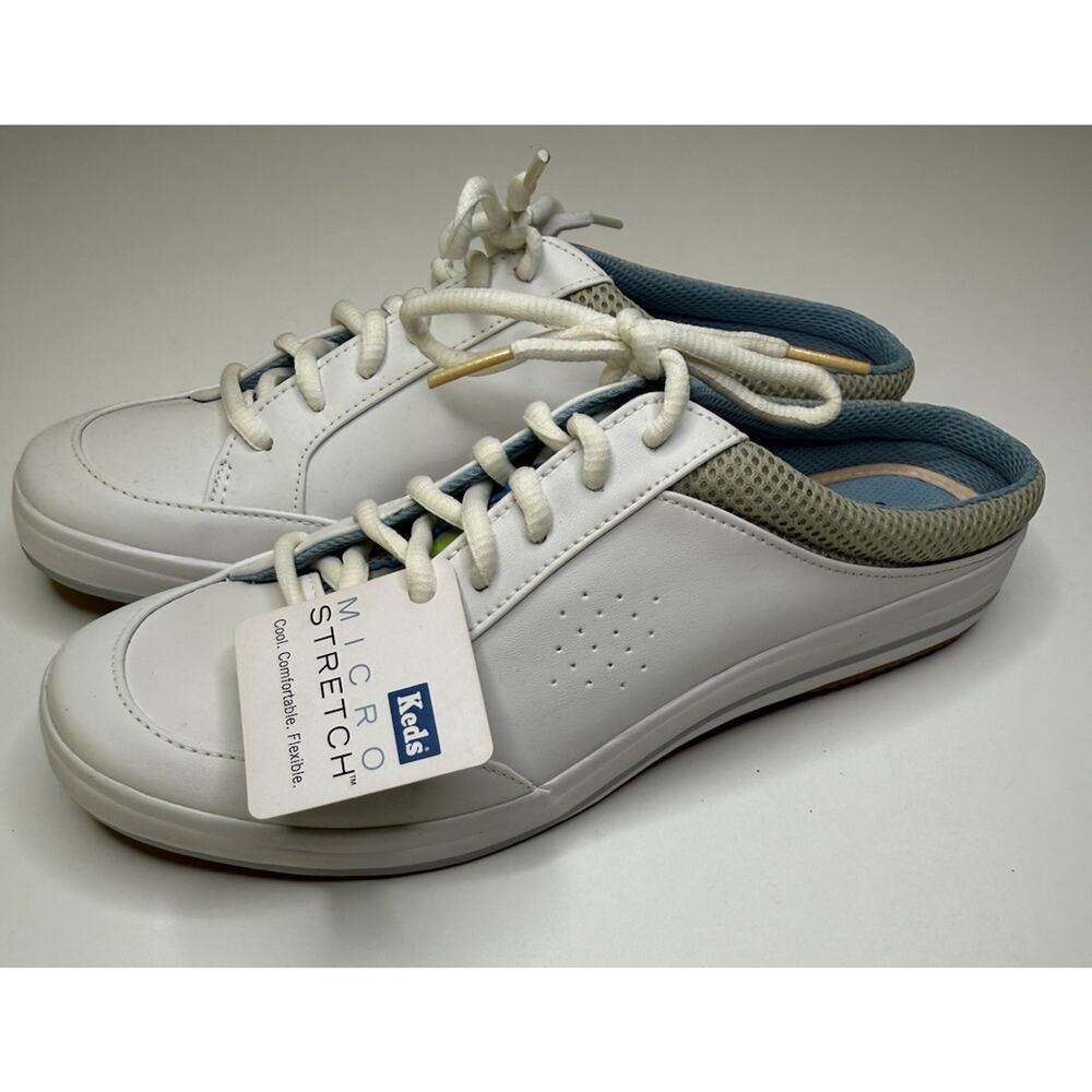 Keds Rebellion Mule Sneakers Womens 9.5M White Leather Closed Toe Low Lace Up